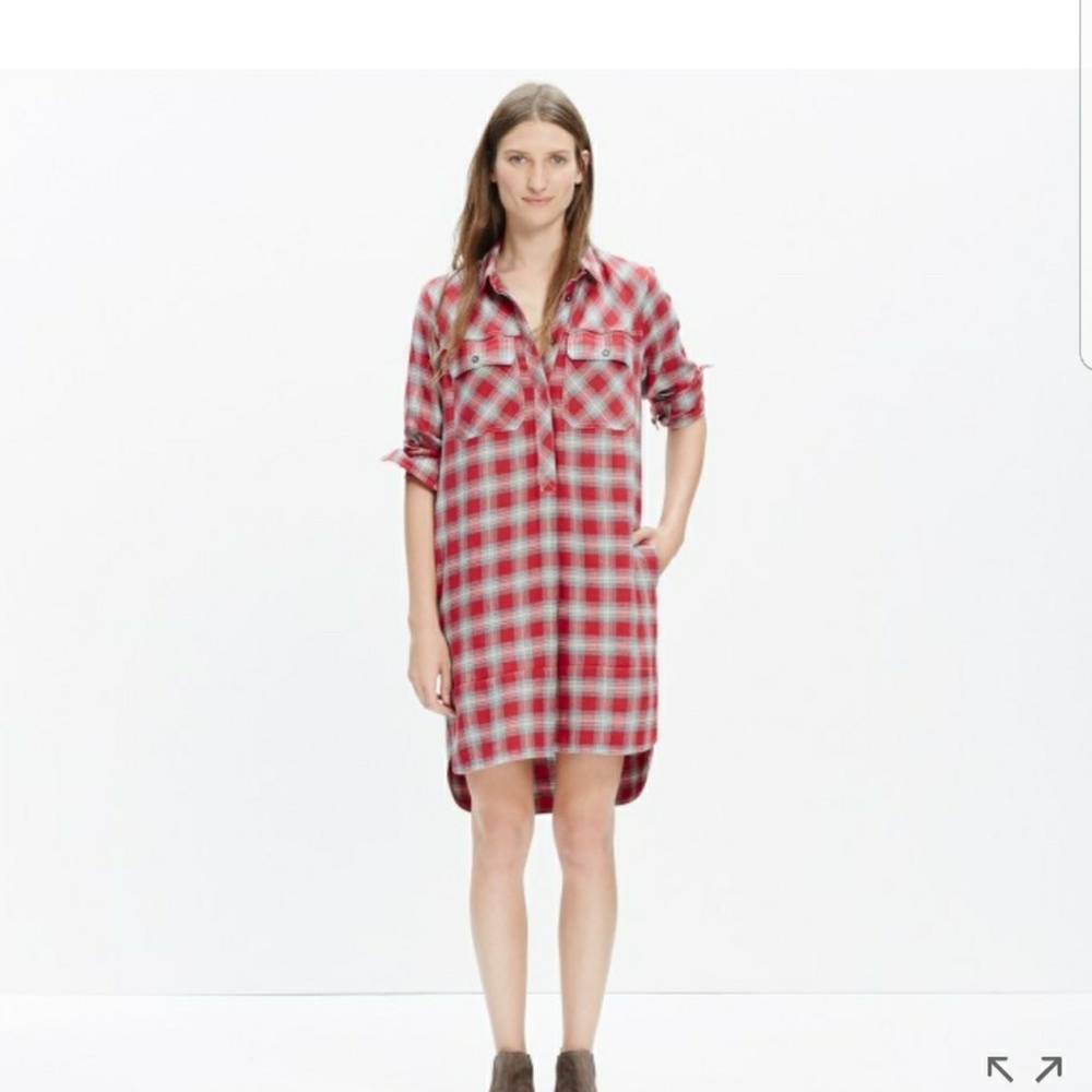 MADEWELL PLAID SHIRTDRESS M